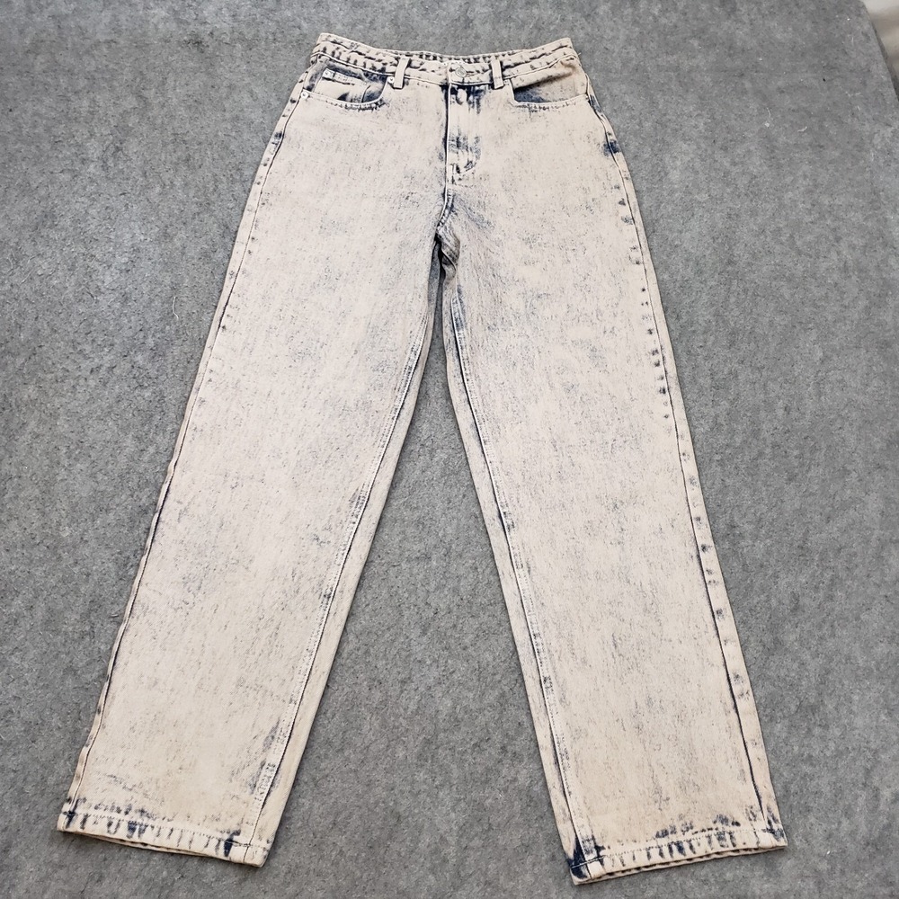 NEW Signature 8 Jeans Womens Small Beige Straight‎ Acid Wash High Rise Ladies